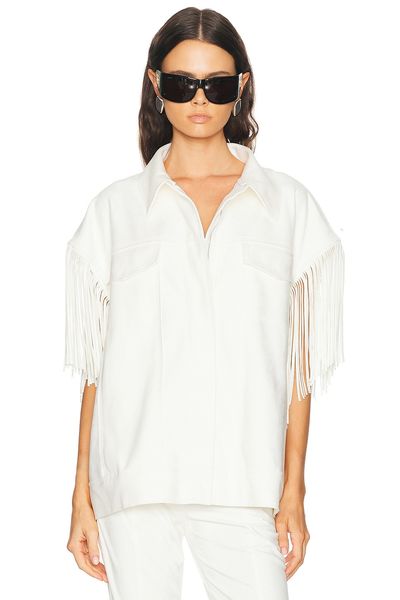 Norma Kamali Norma Kamali Sleeveless Oversized Fringe Jacket