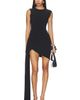 Norma Kamali Norma Kamali Sleeveless Side Drape Mini Dress With Bow - 1