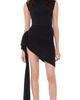 Norma Kamali Norma Kamali Sleeveless Side Drape Mini Dress with Bow Black - 1