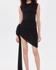 Norma Kamali Norma Kamali Sleeveless Side Drape Mini Dress with Bow Black - 2