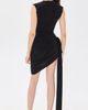 Norma Kamali Norma Kamali Sleeveless Side Drape Mini Dress with Bow Black - 3