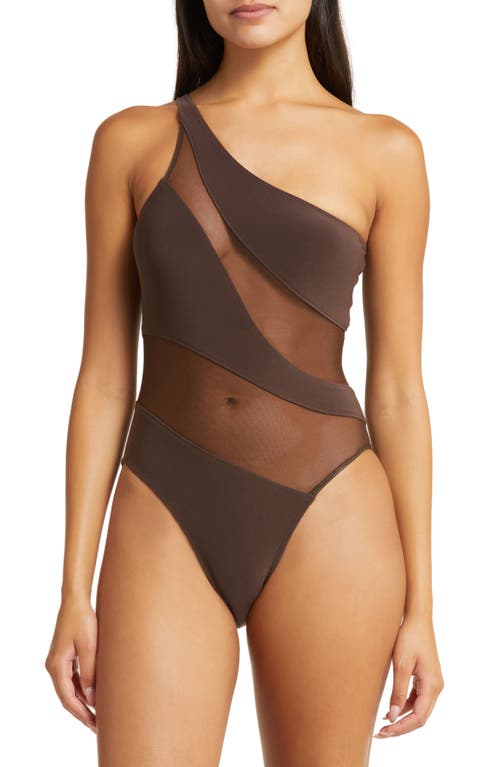 Norma Kamali Norma Kamali Snake Mesh One-Shoulder Swimsuit