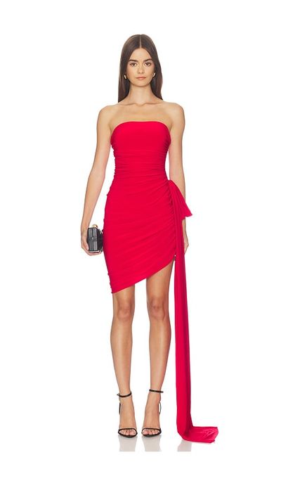 Norma Kamali Norma Kamali Strapless Diana Mini Dress With Bow