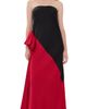 Norma Kamali Norma Kamali Strapless Spliced Bias Bow Gown Tiger Red/Black - 1