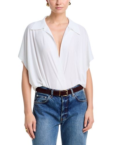 Norma Kamali Norma Kamali Super Os Boyfriend Neck Shirt Bodysuit