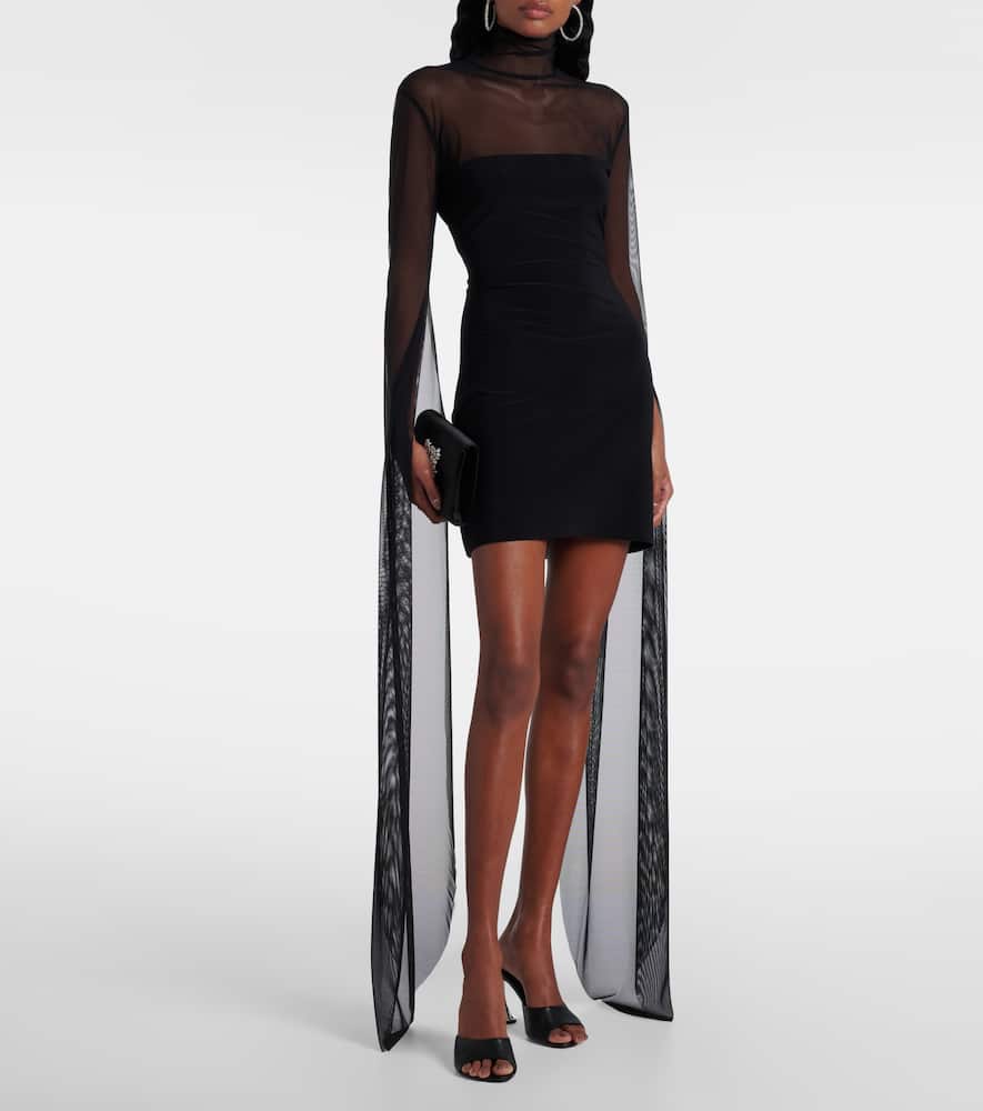 Norma Kamali - Turtleneck jersey and mesh minidress