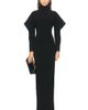 Norma Kamali Norma Kamali Wing Sleeve Open Back Bow Neck Gown - 1