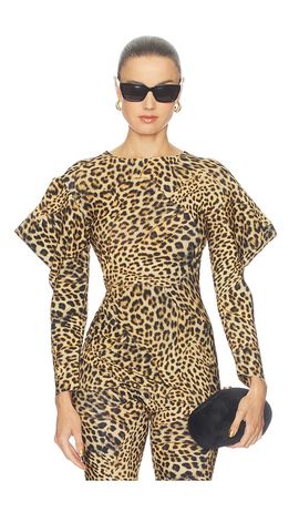 Norma Kamali Norma Kamali Wing Sleeve Side Drape Top