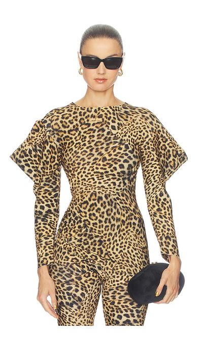 Norma Kamali Norma Kamali Wing Sleeve Side Drape Top
