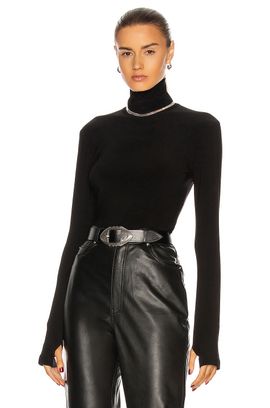 Norma Kamali Norma Kamali X Lifestyle Slim Fit Long Sleeve Turtleneck Top