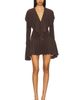 Norma Kamali Norma Kamali x REVOLVE Long Sleeve Deep V Ruffle Mini Dress - 1