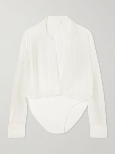 NORMA KAMALI Oversized Boyfriend Mesh Bodysuit