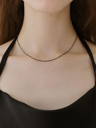 NORMALLEE 925 Silver Black-Plated Pearl Necklace