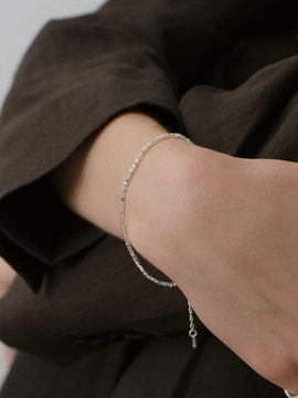 NORMALLEE Sterling Silver Glitter Pebble Bracelet [Silver]