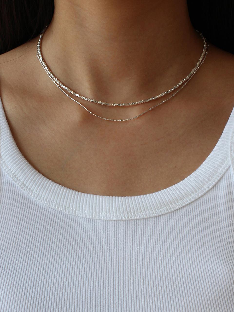 NORMALLEE Sterling Silver Line Dot Chain Necklace