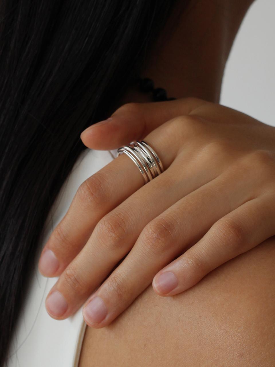 NORMALLEE Sterling Silver Weight Line Open Ring