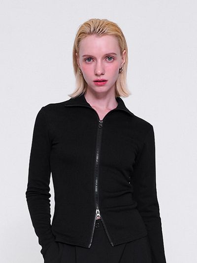 normniq normniq High Neck 2way Zip-Up_Black