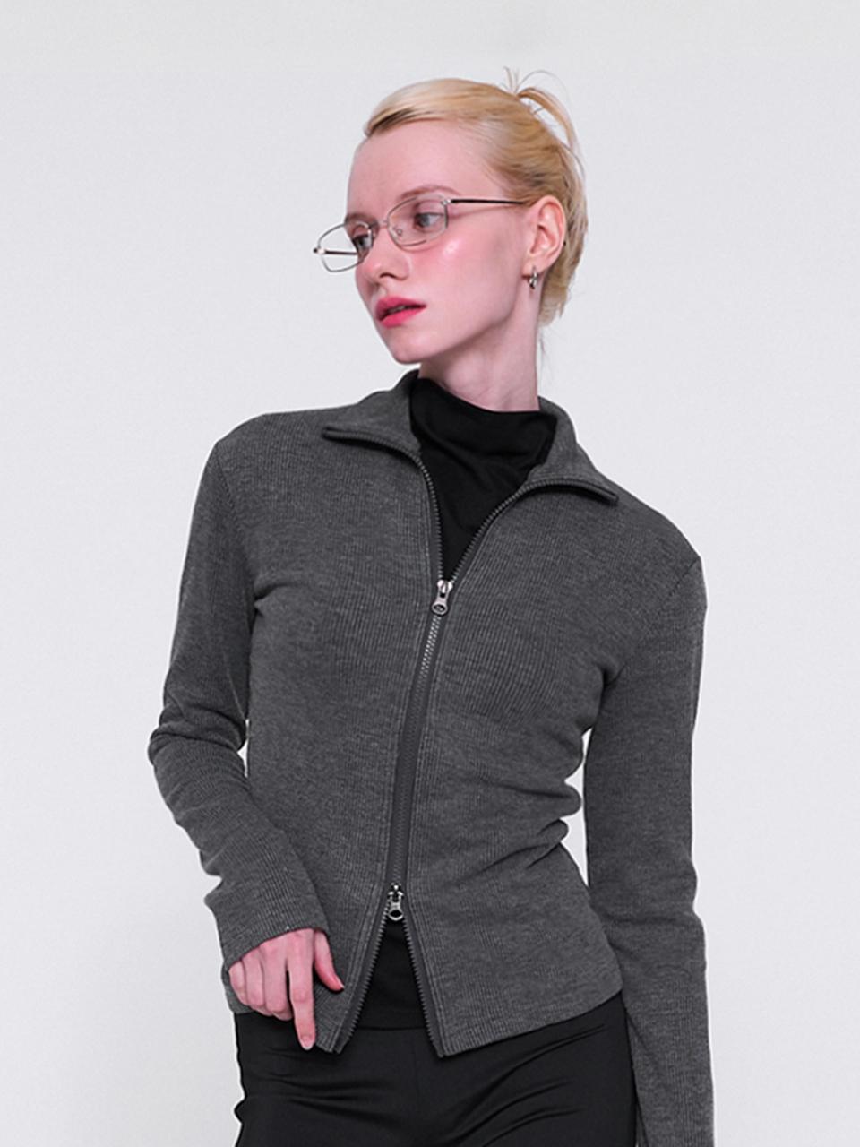 normniq normniq High Neck 2way Zip-Up_Grey