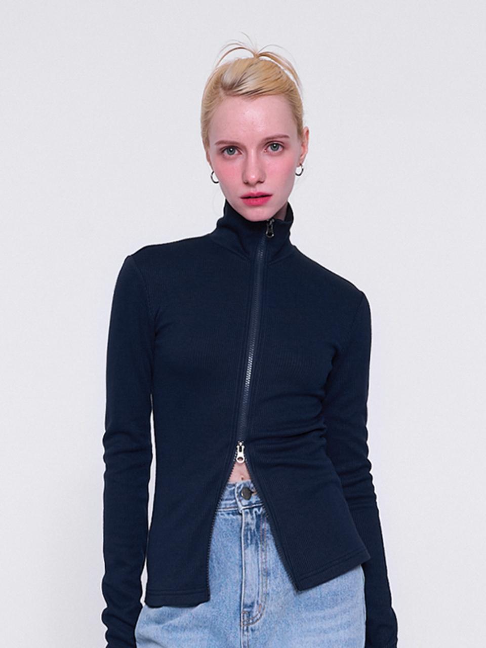 normniq normniq High Neck 2way Zip-Up_Navy