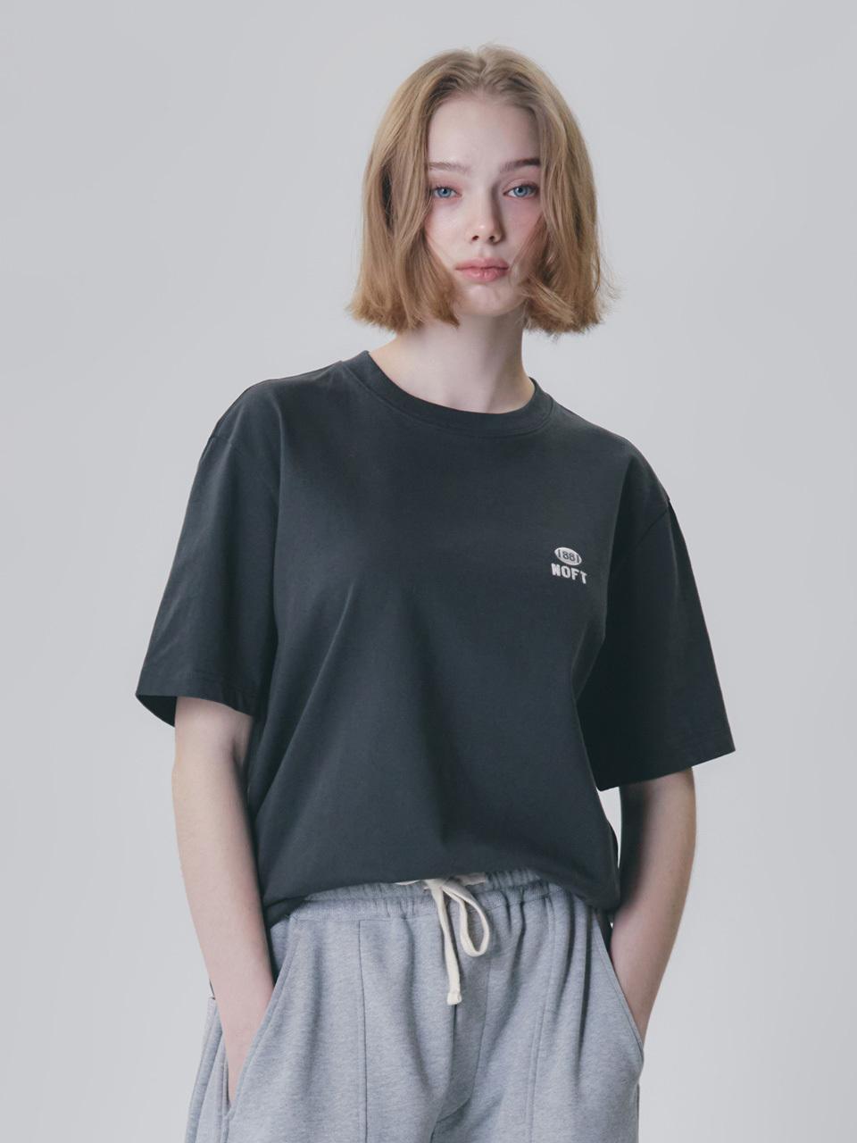 NOT ONLY FOR TODAY NOFT Number Ball Embroidered Short Sleeve T-shirt [Dark Gray]