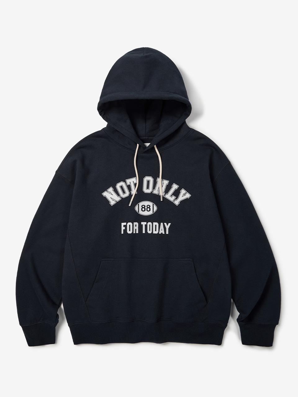 NOT ONLY FOR TODAY Semi-overfit Cotton Number Ball Hoodie [Navy]