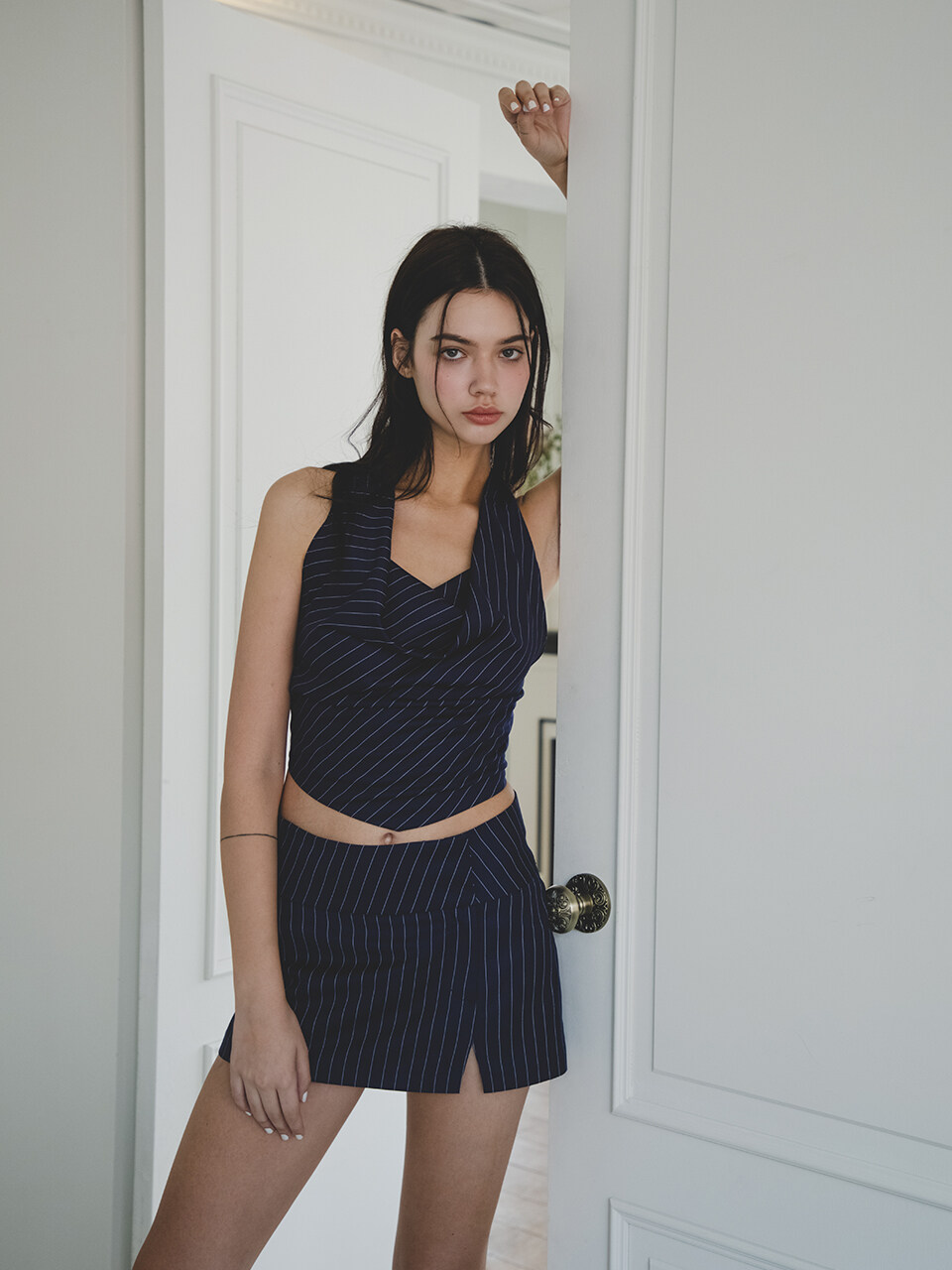 NOT YOUR ROSE - Draping Halter Top (Navy)
