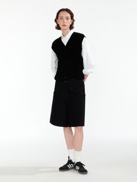 NOTHING WRITTEN Corduroy Half Pocket Pants (Black)