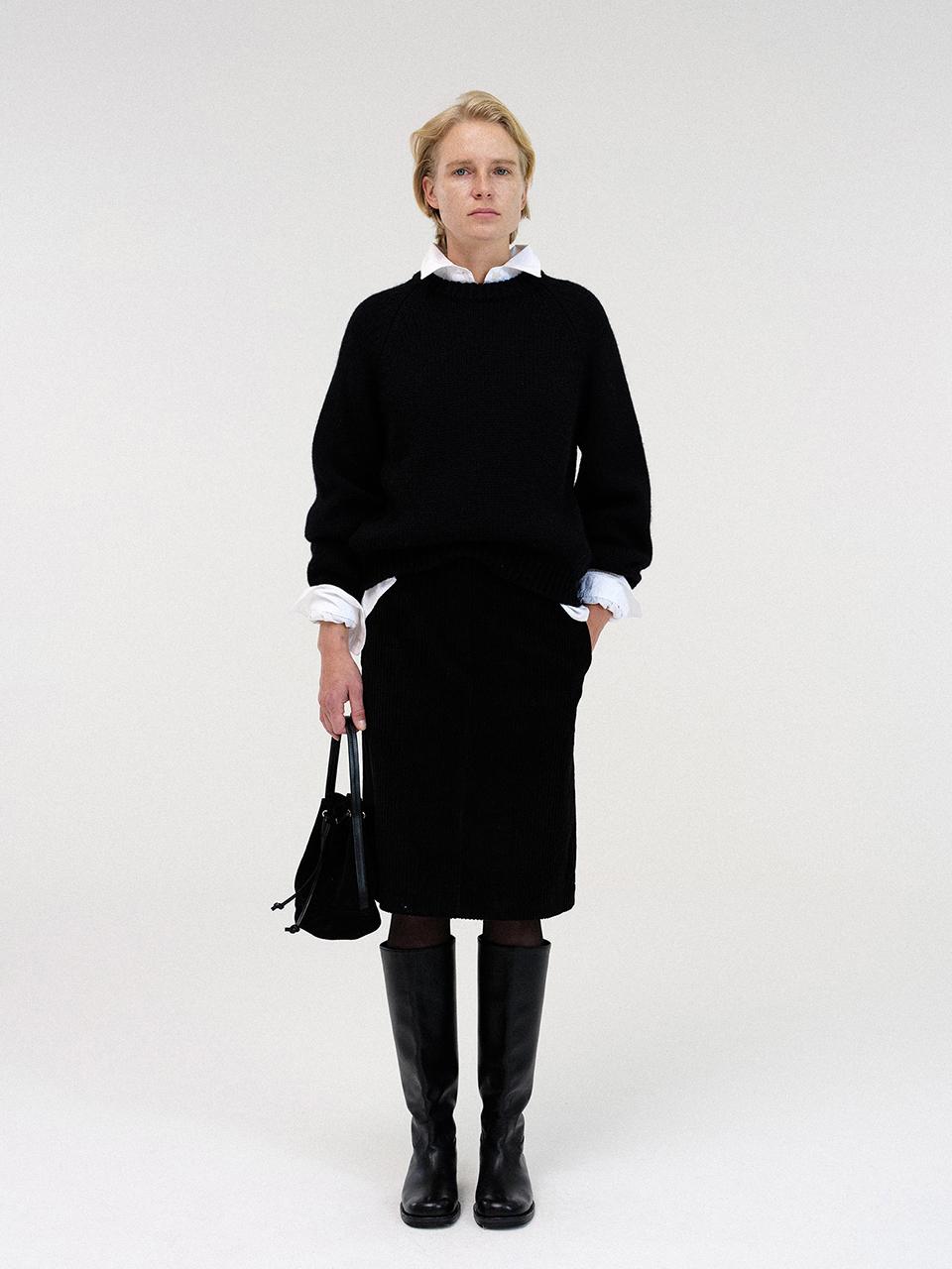 NOTHING WRITTEN Corduroy Pencil Skirt - Black
