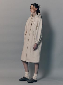 NOTHING WRITTEN Cotton High-Density Double-Woven Hooded Coat [Ivory]