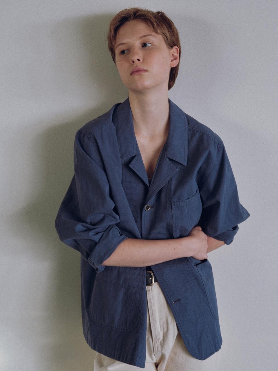 NOTHING WRITTEN French Work Jacket_Vintage Blue