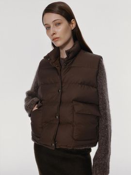 NOTHING WRITTEN Michelin Down Cotton-Nylon Puffer Vest [Brown]