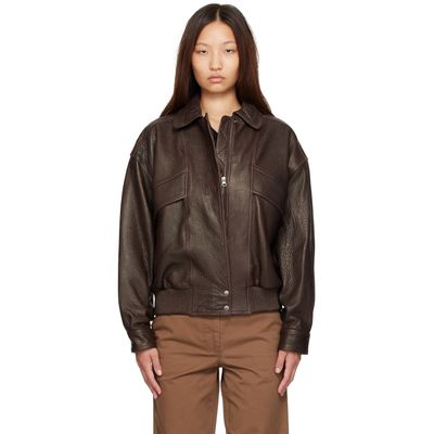 Nothing Written Nothing Written Brown Lambskin Bomber Jacket