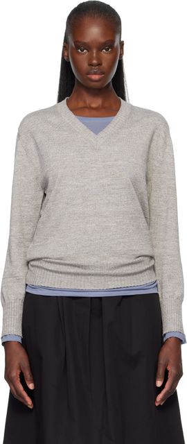 Nothing Written Nothing Written Gray Marine V-Neck Pullover Sweater