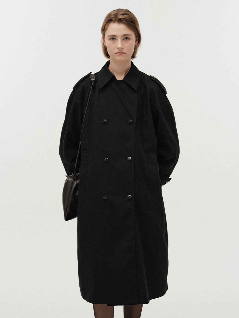 NOTHING WRITTEN Oversized Double Breasted Trench (Black)
