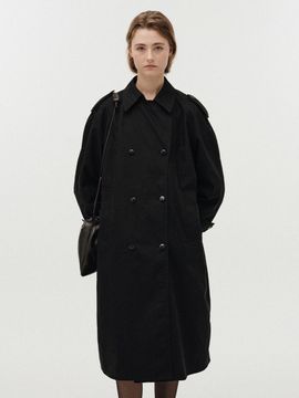 NOTHING WRITTEN Oversized Double Breasted Trench (Black)