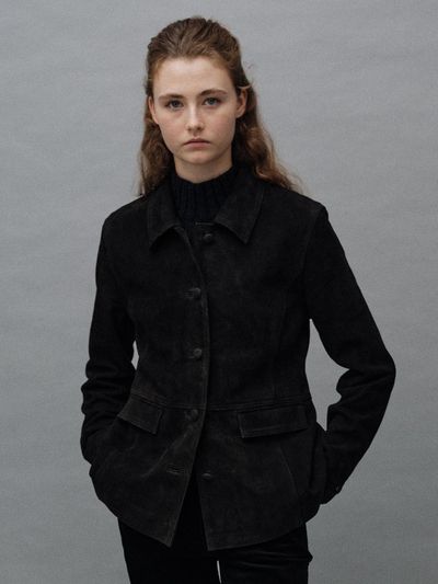 NOTHING WRITTEN Rona Suede Jacket (Dark Brown)