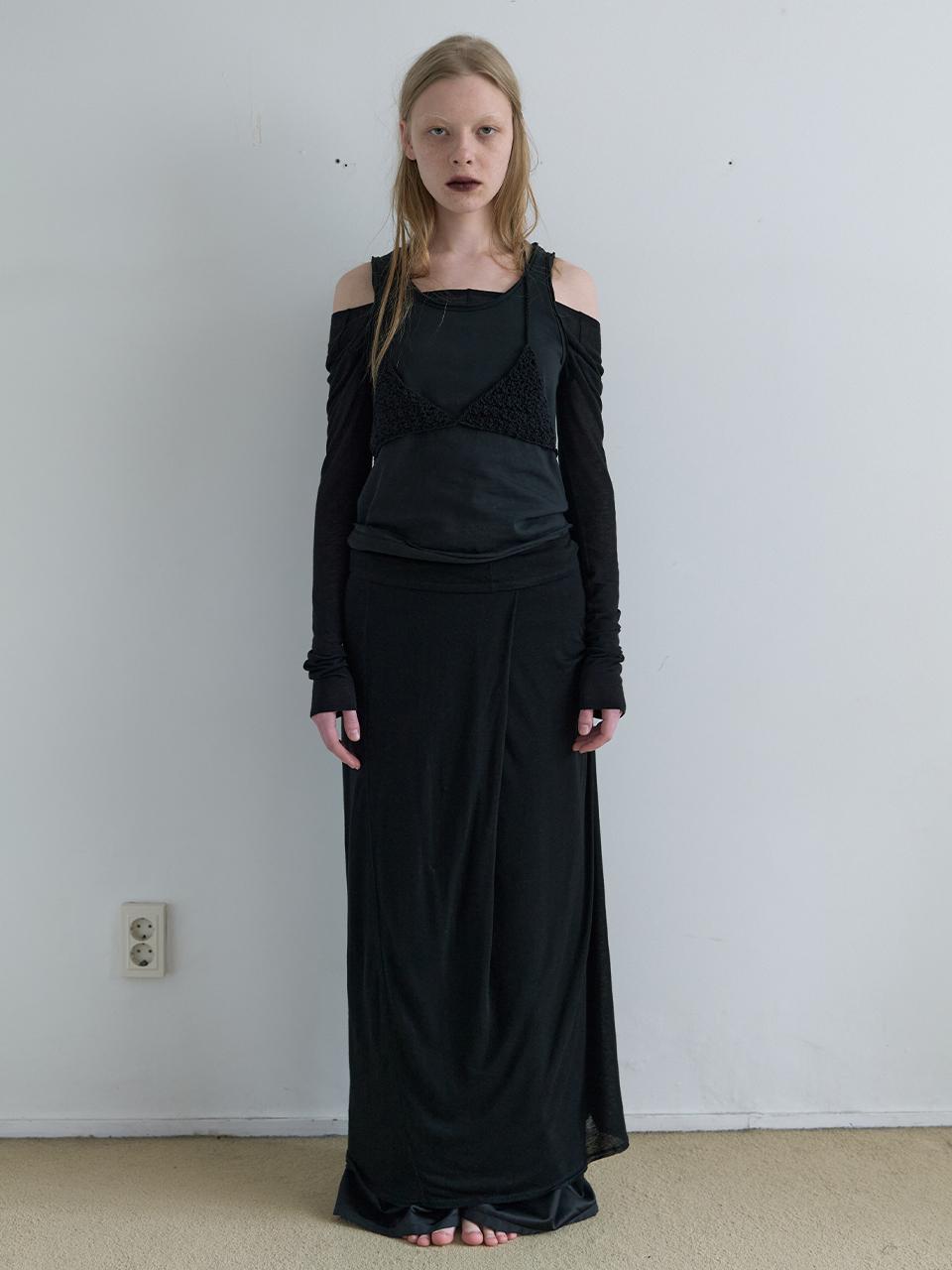 NOTHINGEVERYTHING DRAPED DOUBLE LAYERED SKIRT IN BLACK