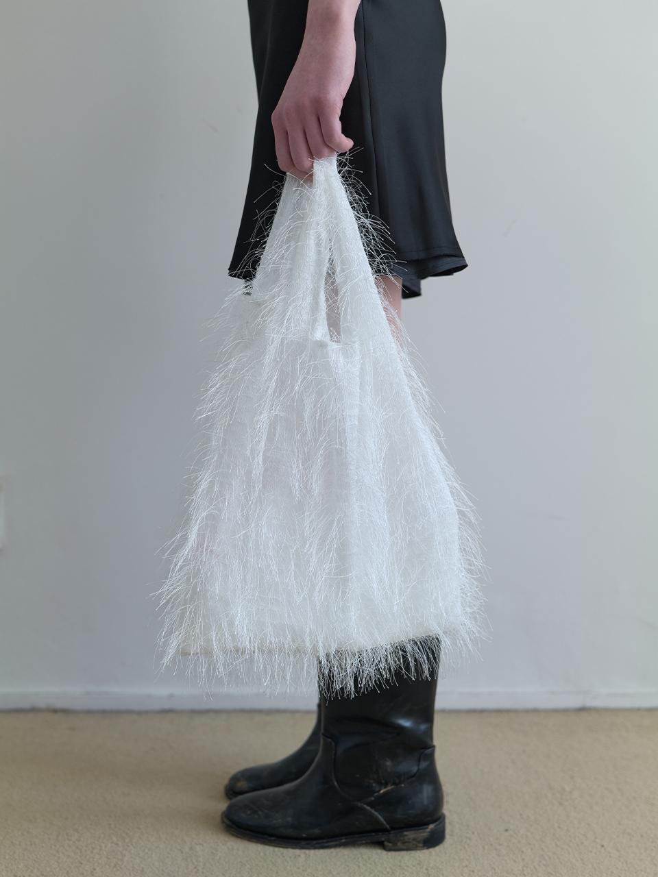 NOTHINGEVERYTHING Hairy Fabric Tote Bag_White