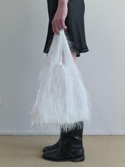 NOTHINGEVERYTHING Hairy Fabric Tote Bag_White