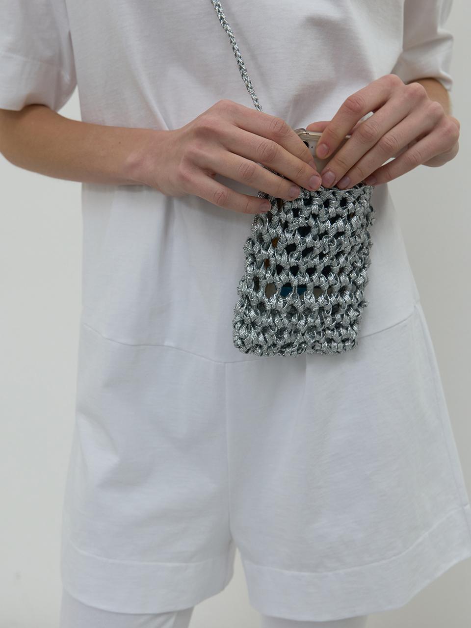 NOTHINGEVERYTHING HANDCRAFTED MINI CROSSBODY BAG [SILVER]