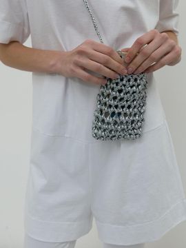 NOTHINGEVERYTHING HANDCRAFTED MINI CROSSBODY BAG [SILVER]