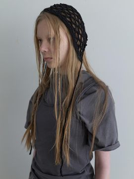 NOTHINGEVERYTHING Handmade Knit Bonnet Hat_Black