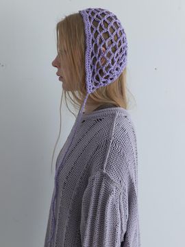 NOTHINGEVERYTHING Handmade Knit Bonnet Hat_Purple