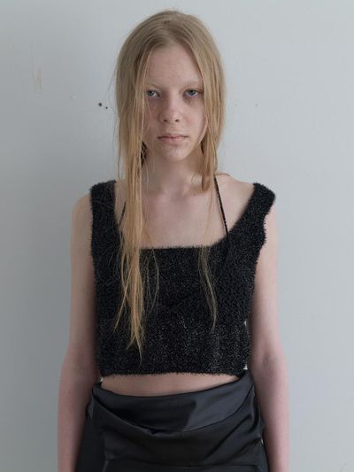 NOTHINGEVERYTHING METALLIC KNIT TOP IN BLACK