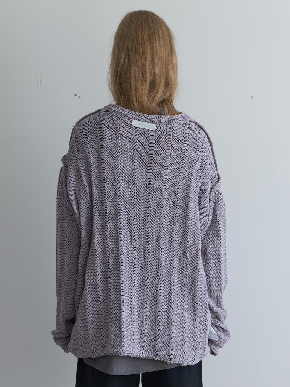 NOTHINGEVERYTHING OVERSIZED TAPE YARN SWEATER IN PALE PURPLE