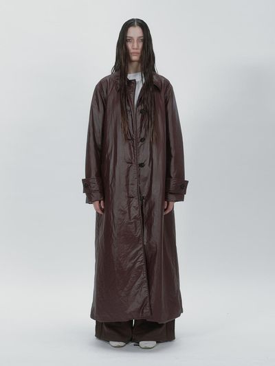 NOTHINGEVERYTHING PADDED LONG COAT IN BURGUNDY
