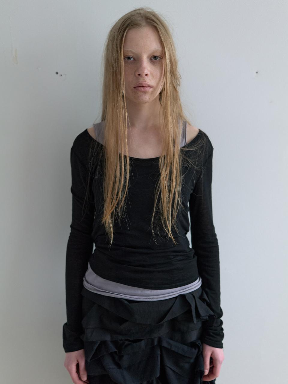 NOTHINGEVERYTHING (REORDER) REVERSIBLE LONG SLEEVE TOP IN BLACK