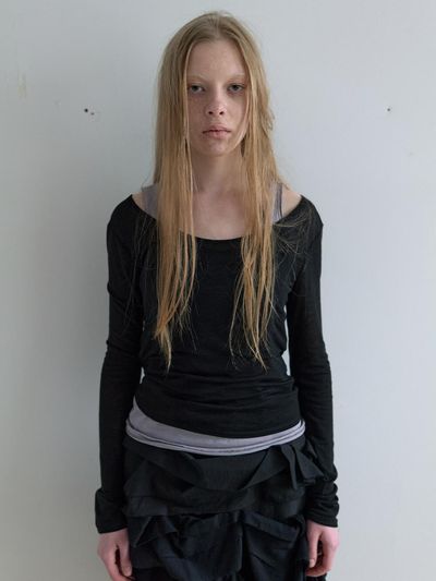 NOTHINGEVERYTHING (REORDER) REVERSIBLE LONG SLEEVE TOP IN BLACK