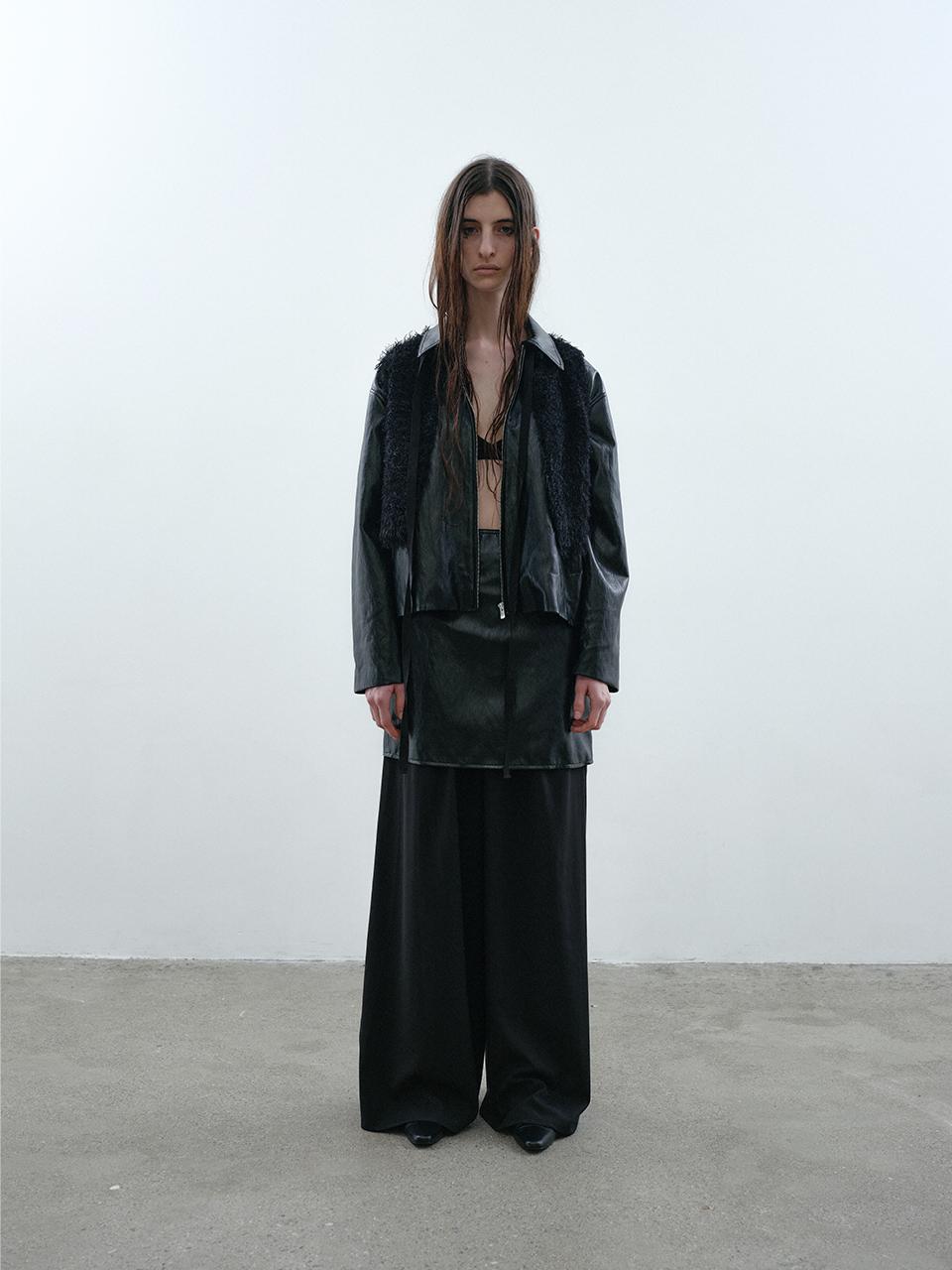 NOTHINGEVERYTHING VEGAN LEATHER JACKET IN BLACK
