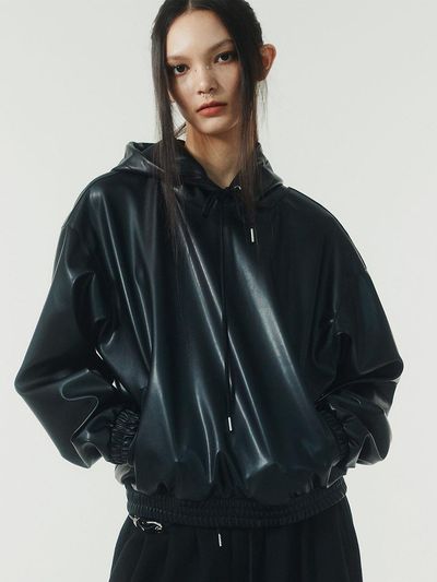 NOTKNOWING Classic Leather Hoodie (Black)